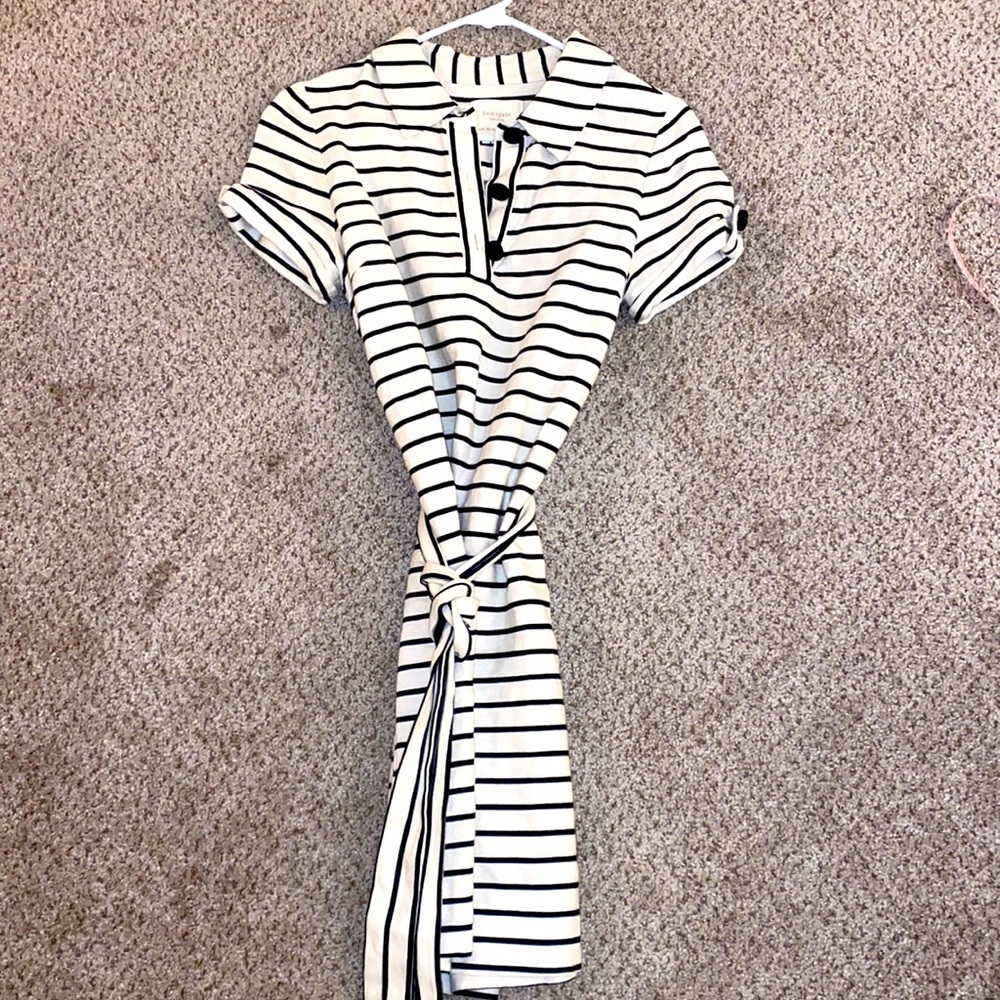 kate spade Black and White Striped Polo Wrap Dress
